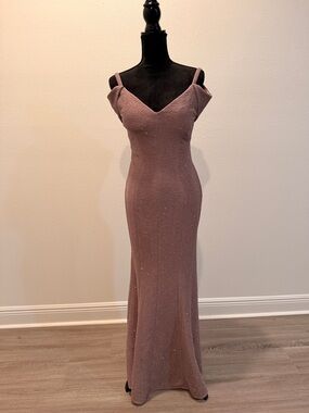 Night Way Collections Mauve Strapless Sparkle Evening Gown